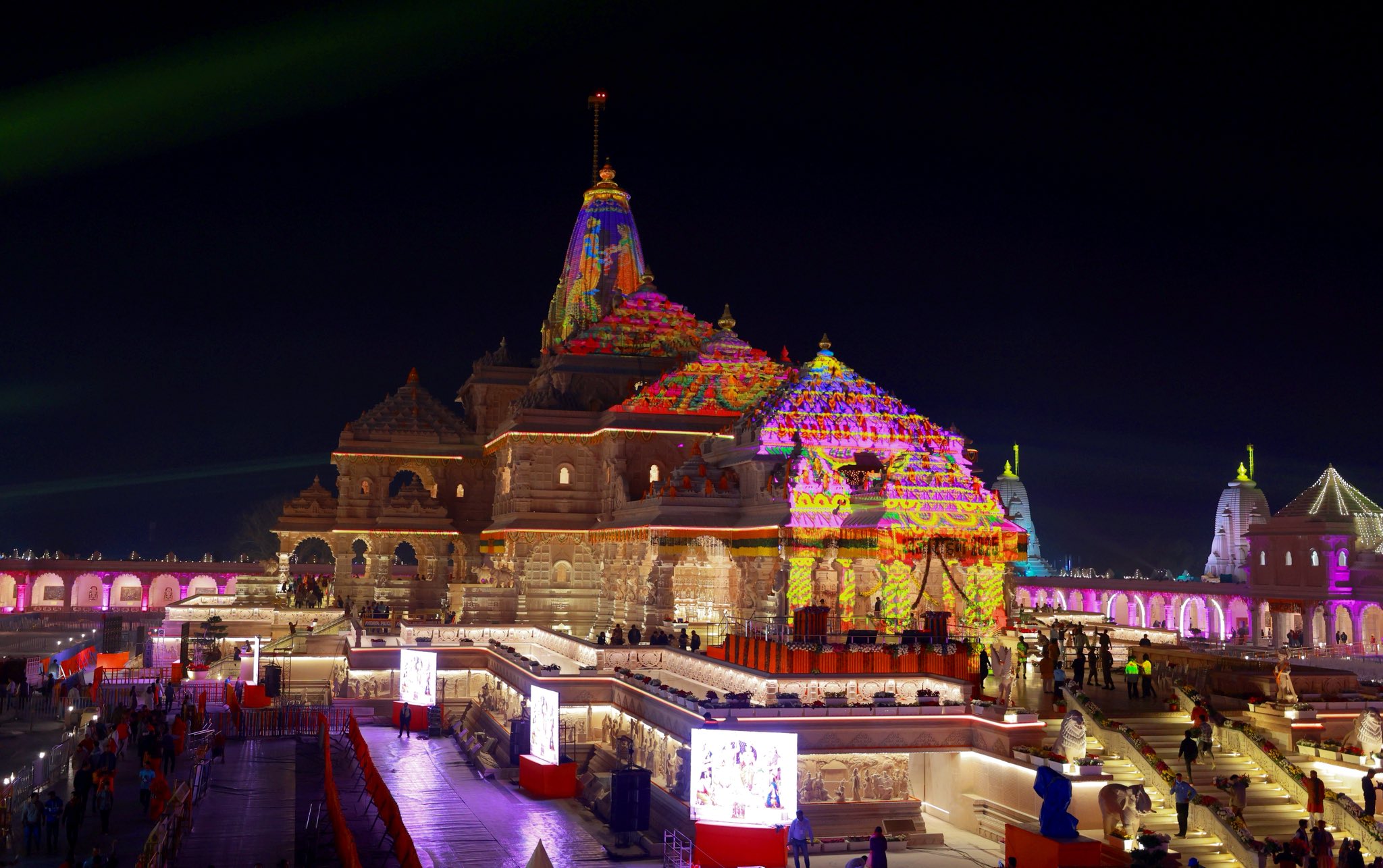 Ram Mandir with vibrant projection ceremony
